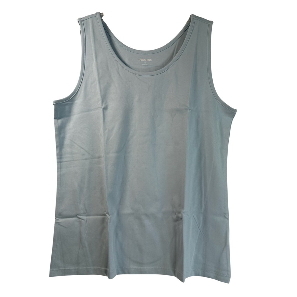 Lands End Womens XL Sunwashed Blue Cotton Interlock Tank Top 5171087 New